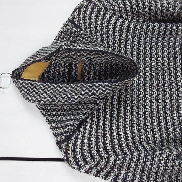 Cliche` Womens Black/White WOVEN Wool Knit Sweater Dress Mod edgy Sz.S - Picture 5 of 11